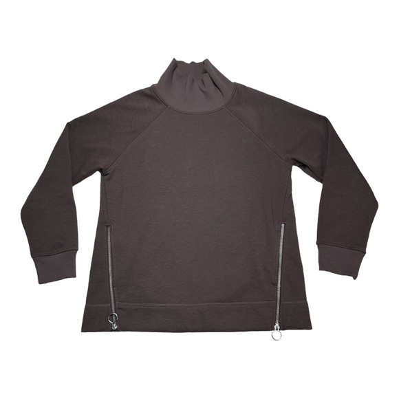 Athleta Cozy Karma Side Zip Cowl Neck Sweatshirt Pullover w/ Pockets - Mocha - Picture 4 of 11